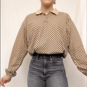 Perry Ellis Patterned Collared Long sleeve